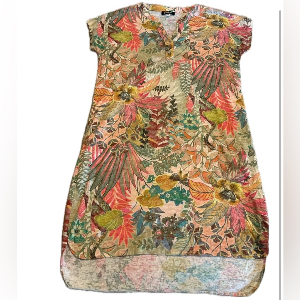 Fresh FX Vibrant Floral Cotton Slub Dress with pockets